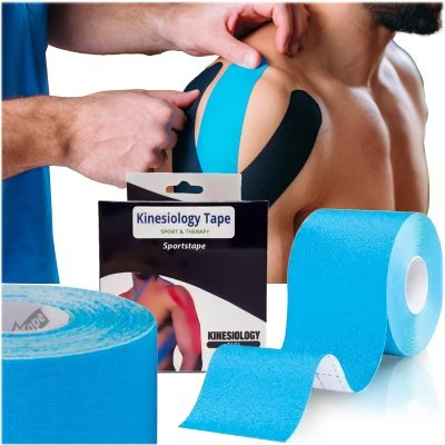 EXTRALINK PLASTRY TAPE TEJPY KINESIOTAPING TEJP TAŚMA SPORT PRO 5MX5CM NIEBIESKA P-238