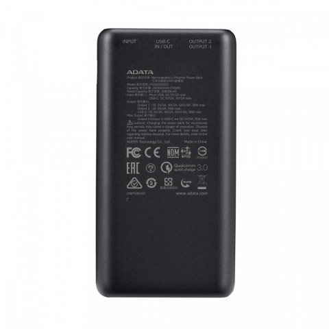 Adata Powerbank P20000QCD 20000mAh Czarny QC/PD