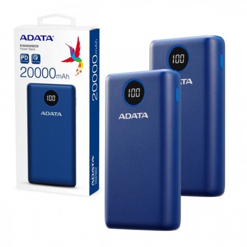 Adata Powerbank P20000QCD 20000mAh Niebieski QC/PD