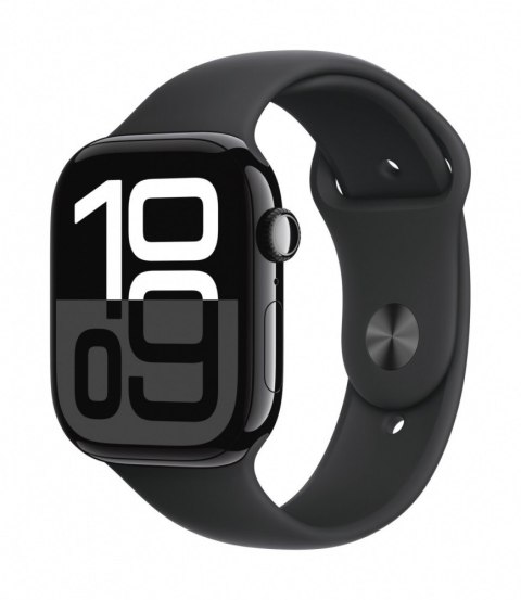 Apple Watch Series 10 GPS + Cellular, koperta 46 mm z aluminium w kolorze onyksu z paskiem sportowym w kolorze czarnym - rozmiar M/L