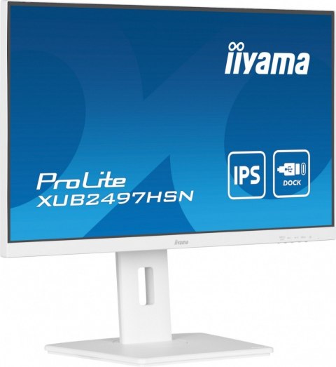 IIYAMA Monitor 24 cale XUB2497HSN-W2 IPS, USB-C Dock, HDMI, DP, 300cd, Pivot, HAS, biały