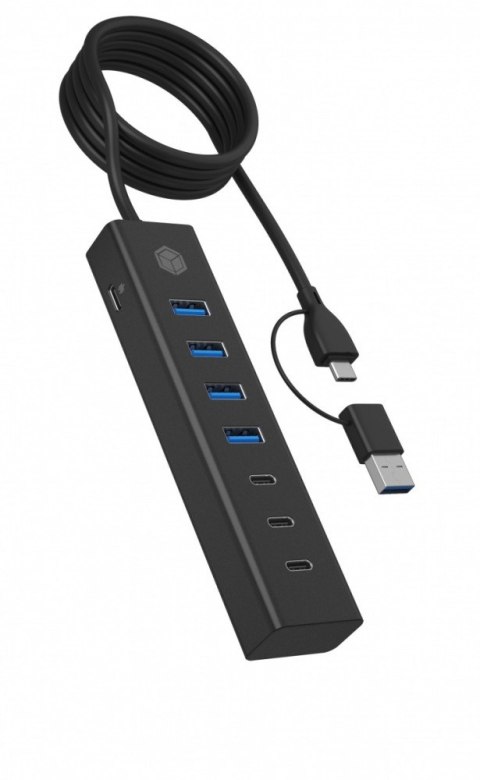 IcyBox Hub IB-HUB1737-C3 7-Port USB 3.2 Gen 1 Hub, 3x USB Type-C., 4x USB Type-A