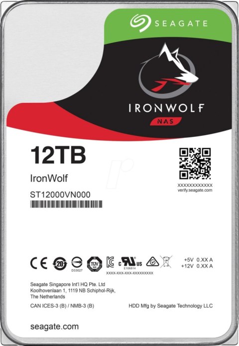 Dysk twardy SEAGATE IronWolf 12 TB 3.5" ST12000VN0008