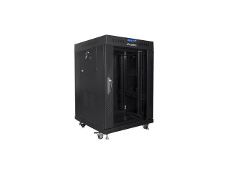 SZAFA INSTALACYJNA RACK STOJĄCA 19" 15U 600X600 CZARNA DRZWI SZKLANE LCD LANBERG (FLAT PACK)