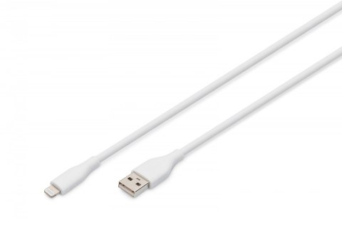 Digitus Kabel zasilający silikonowy USB-A - Lightning, USB 2.0 12W, certyfikat MFI, 0,5m Biały