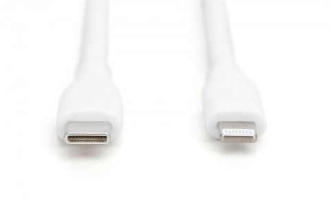 Digitus Kabel zasilający silikonowy USB-C - Lightning, USB 2.0 60W, certyfikat MFI, 1m Biały