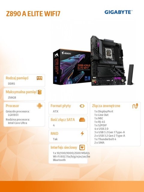 Gigabyte Płyta główna Z890 A ELITE WIFI7