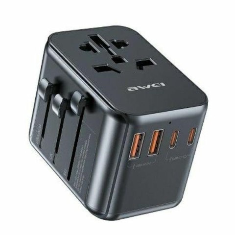 AWEI Ładowarka podróżna 4w1 GaN 35W US/AU/EU/UK C-39 2xUSB +3xUSB-C