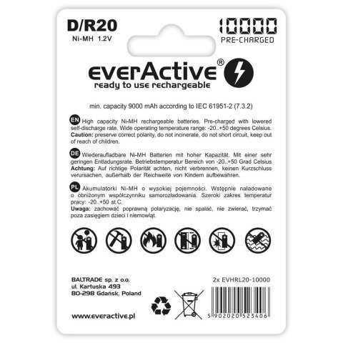 Baterie EVERACTIVE NiMH D 10000mAh Blister EVHRL20-10000