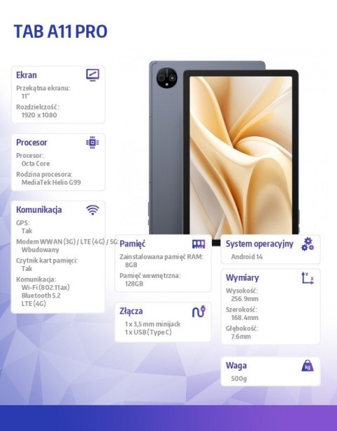 ULEFONE Tablet A11 Pro 8/128GB Szary