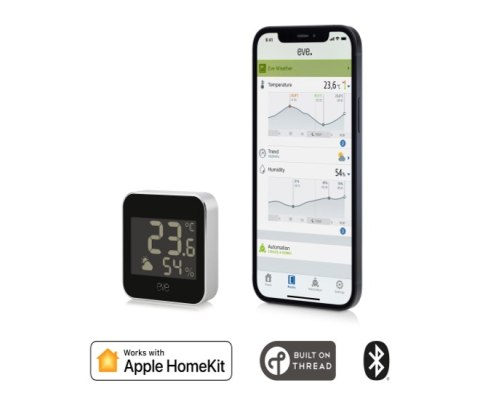 Eve Weather Matter - monitor temperatury i wilgotności (kompatybilność: Apple Home, Samsung SmartThings, Alexa, Google Home)
