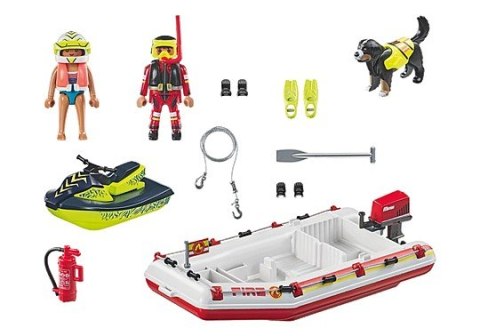 Playmobil Zestaw figurek Action Heroes 71464 Łódź straży pożarnej ze skuterem wodnym