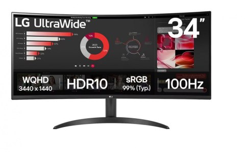 LG Electronics Monitor LG 34WR50QK-B 34 cale IPS