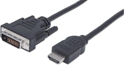 MANHATTAN HDMI (męski) - DVI-D 24+1 (męski) 1.8 m 1.8m /s1x HDMI (wtyk) DVI-D 24+1 (wtyk)