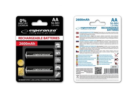 Baterie ESPERANZA Niklowo-wodorkowa AA (LR06, FR6, R6, 15A, MN1500, AM3, UM3, HP7) 2600mAh 2 szt. EZA105