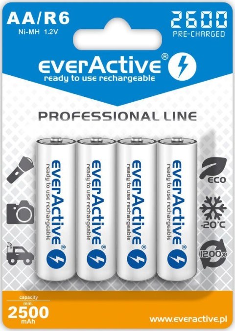 Baterie EVERACTIVE NiMH AA 2500mAh 4 szt. EVHRL6-2600