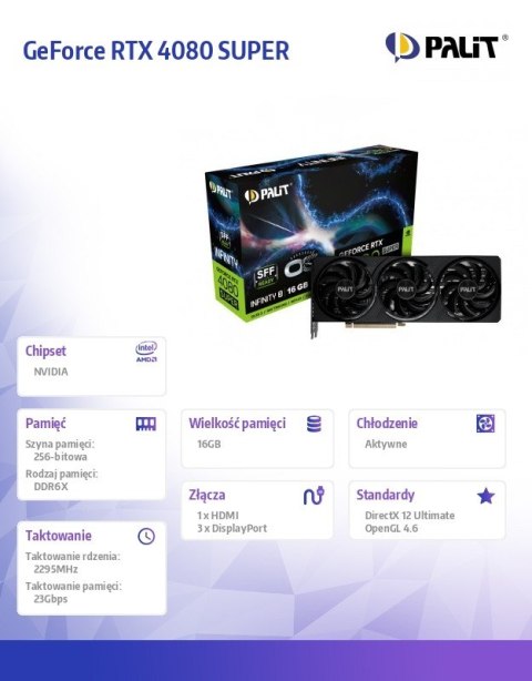 Palit Karta graficzna GeForce RTX 4080 SUPER INFINITY 3 OC 16GB GDDR6X 256bit