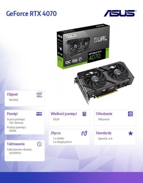 Asus Karta graficzna GeForce RTX 4070 EVO OC Edition 12G GDDR6 192bit 3DP/HDMI