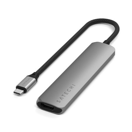 Satechi 6-in-1 USB-C Slim Multiport Adapter - aluminiowy adapter do urządzeń mobilnych USB-C (USB-C, 2x USB-A, 4K HDMI, czytnik 