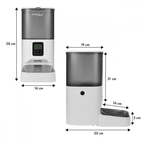 GreenBlue Automatyczny podajnik karmy dla zwierząt GB393 6L, USB 5V1A Biały