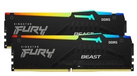 Kingston Pamięć DDR5 Fury Beast Black RGB 16GB(2* 8GB)/6000 CL36 EXPO