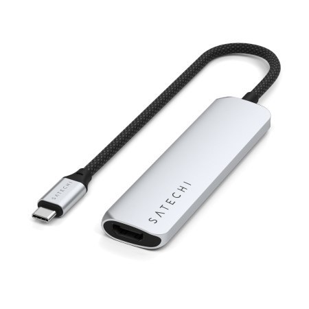 Satechi 4-in-1 USB-C Slim Multiport Adapter 4K - aluminiowy adapter do urządzeń mobilnych USB-C (USB-C, 4K HDMI, 2x USB-A) (silv