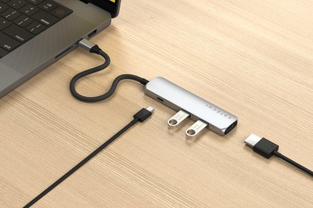 Satechi 4-in-1 USB-C Slim Multiport Adapter 4K - aluminiowy adapter do urządzeń mobilnych USB-C (USB-C, 4K HDMI, 2x USB-A) (silv