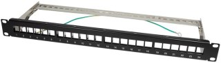 LOGILINK- Patchpanel Keystone 24-portowy, ekranowany, czarny