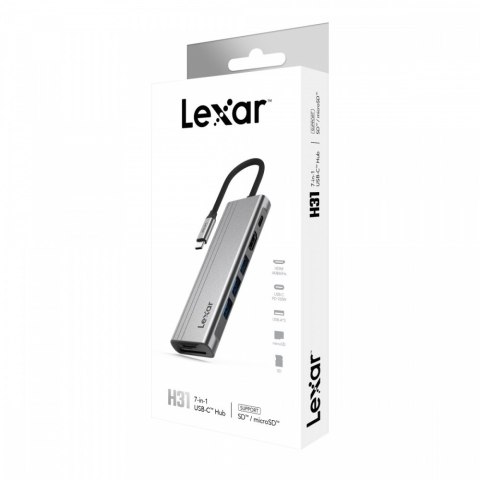 Lexar Hub 7-in-1 USB-C USB3.2 Gen1. Type-C, 3xUSB-A HDMI, SD, microSD slot. PD 100W