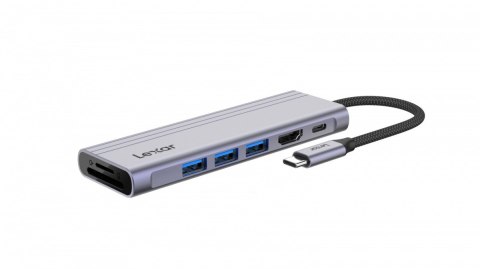 Lexar Hub 7-in-1 USB-C USB3.2 Gen1. Type-C, 3xUSB-A HDMI, SD, microSD slot. PD 100W