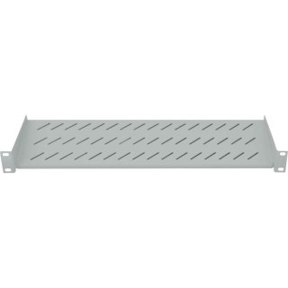 Półka 1U 150mm Rack 19, 2 pkt mocowania, perforowana, szara