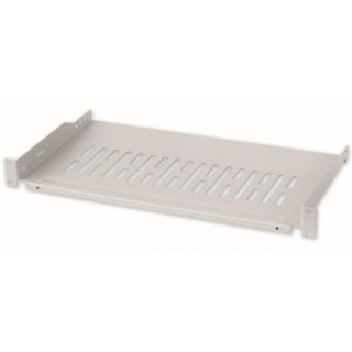 Półka 1U 255mm Rack 19, 2 pkt mocowania, perforowana, szara