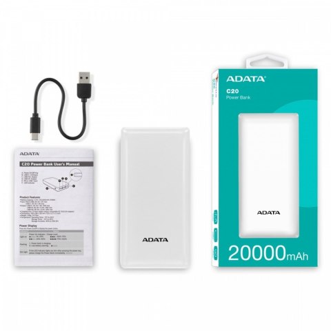 Adata Powerbank C20 20000mAh USB-C biały