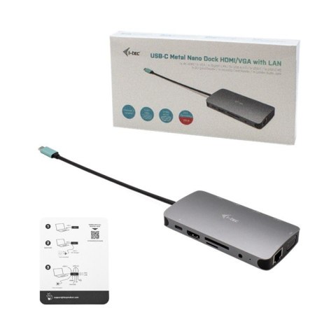 I-tec Stacja dokująca USB-C Metal Nano Dock HDMI/VGA with LAN + Universal Charger 100W