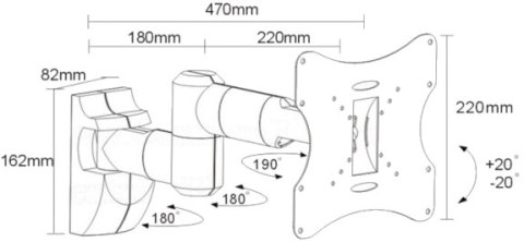 Uchwyt do TV MACLEAN BRACKETS MC-503A Czarny MC-503A B (nośność 30kg \23 - 42 cale)