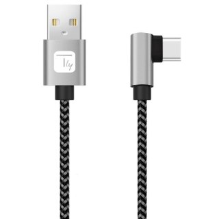 Kabel Techly USB 2.0 USB-A na USB-C kątowy 2m M/M 3A