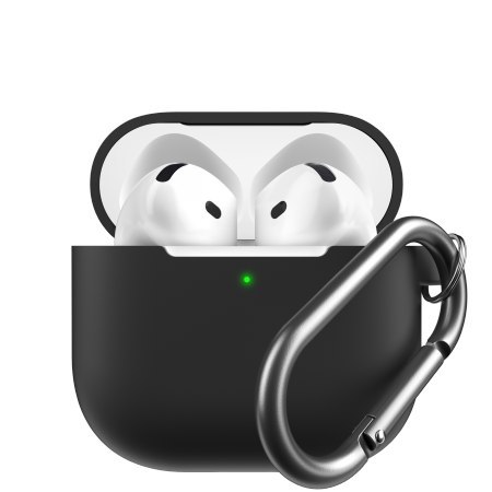 KeyBudz Elevate Keychain - silikonowe etui ochronne do AirPods 4 gen. (black)