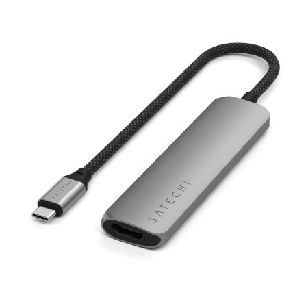 Satechi 4-in-1 USB-C Slim Multiport Adapter 4K - aluminiowy adapter do urządzeń mobilnych USB-C (USB-C, 4K HDMI, 2x USB-A) (spac