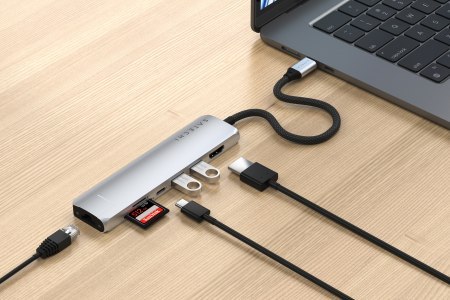 Satechi 7-in-1 USB-C Slim Multiport Adapter with Ethernet - adapter do urządzeń mobilnych (USB-C PD, 2x USB-A, HDMI 4K, Ethernet