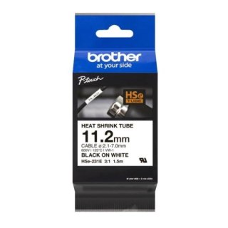 Rurka termokurczliwa Brother HSE-231E 11.2mm x 1.5m (HSE231E) - biała, czarny nadruk