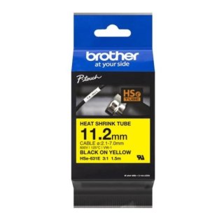 Rurka termokurczliwa Brother HSE-631E 11.2mm x 1.5m (HSE631E) - żółta, czarny nadruk