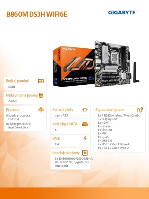 Gigabyte Płyta główna B860M DS3H WIFI6E