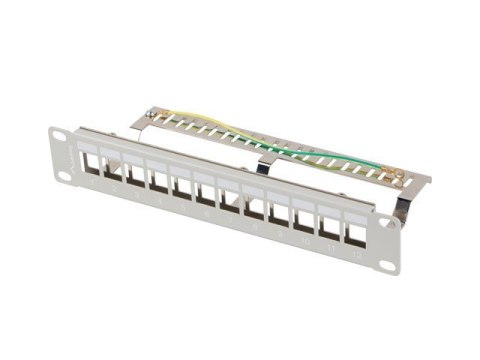 Lanberg Patch Panel 12 Port 1U 10 cali FTP z organizerem do modułów keystone szary