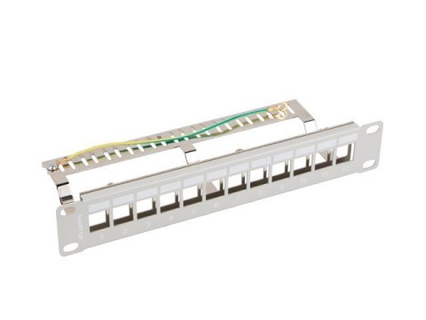 Lanberg Patch Panel 12 Port 1U 10 cali FTP z organizerem do modułów keystone szary