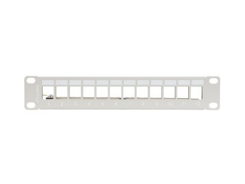Lanberg Patch Panel 12 Port 1U 10 cali FTP z organizerem do modułów keystone szary