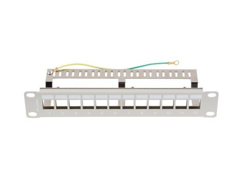 Lanberg Patch Panel 12 Port 1U 10 cali FTP z organizerem do modułów keystone szary
