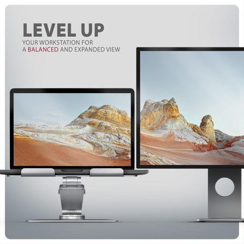 AXAGON STND-LR Podstawa do laptopów aluminiowa 10-17,3" regulowane kąty nachylenia, obrót o 360 stopni, Szara