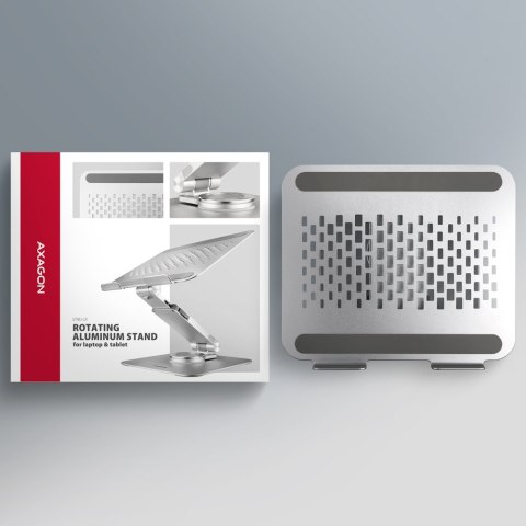 AXAGON STND-LR Podstawa do laptopów aluminiowa 10-17,3" regulowane kąty nachylenia, obrót o 360 stopni, Szara