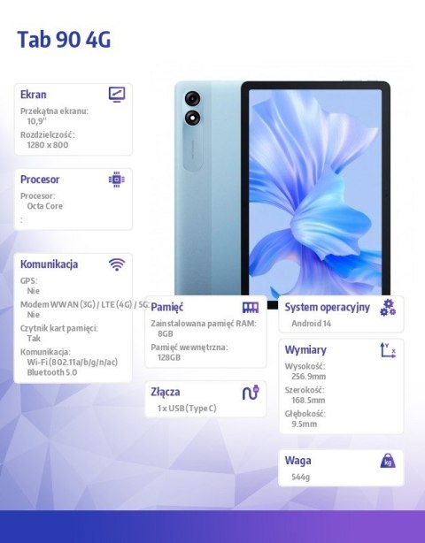 Blackview Tablet TAB 90 4G 10,92" 8/128GB niebieski