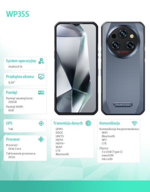 OUKITEL Smartfon WP35S 4G 6/256GB IP69K Szary